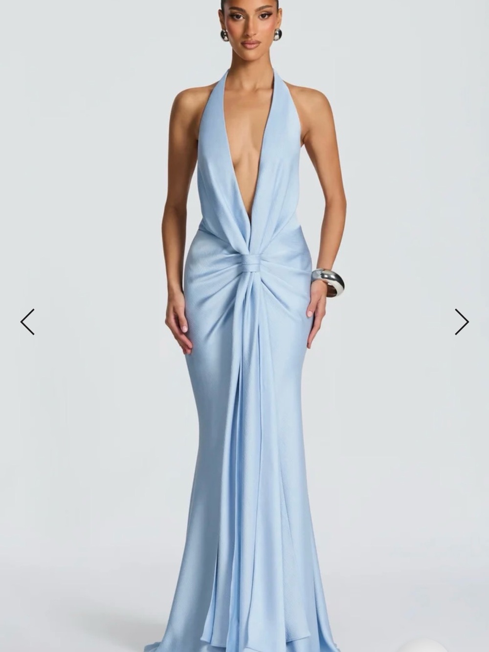 Blue Halter Maxi Gown with Twist Front